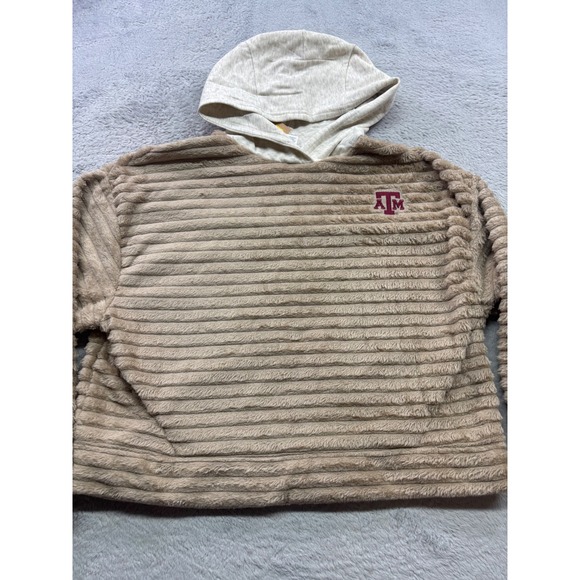Threads Tops - Threads Texas A&M Aggies Faux Fur Ribbed Hoodie Tan Maroon Logo NWT Large 12/14